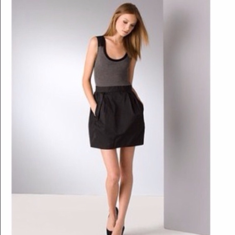 Theory Dristi Grey/Black Wool Vest Pocket Dress